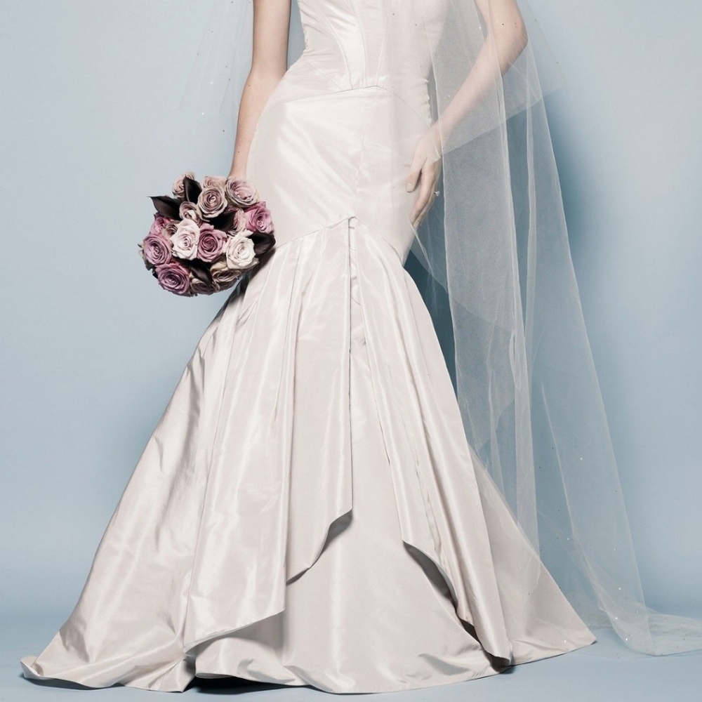 WATTERS BRIDES wedding gown in silk gray taffeta sz 6